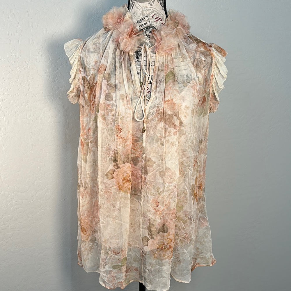 NWT Zimmermann Floral Ruffle Top